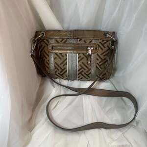 Tignanello Signature Monogram Canvas & Leather Crossbody Bag